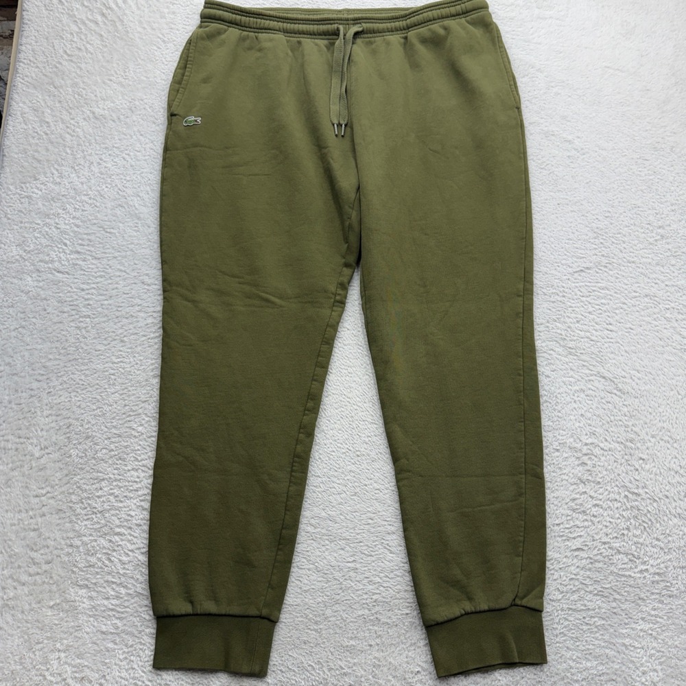 Lacoste Sport Mens Olive Green Fleece Jogger Sweatpants US 3XL FR 8 Tapered